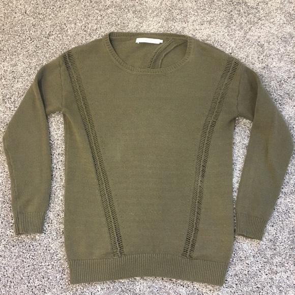 Harper Lane Sweater Olive Green Wrap Open Back XS - Picture 2 of 7